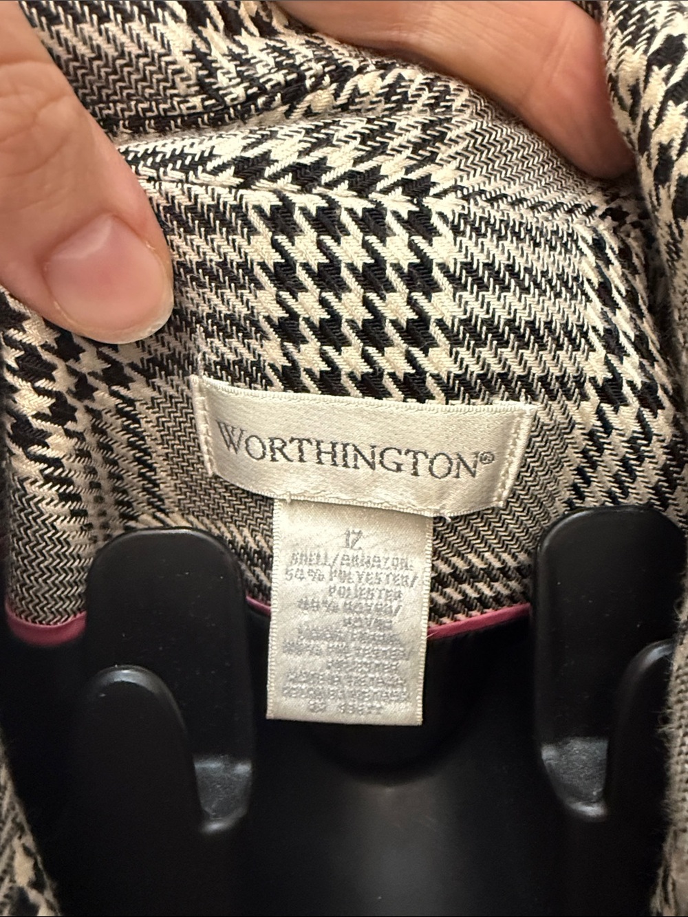 Worthington Black and White Glen Plaid Single-Breasted Blazer - Picture 3 of 5